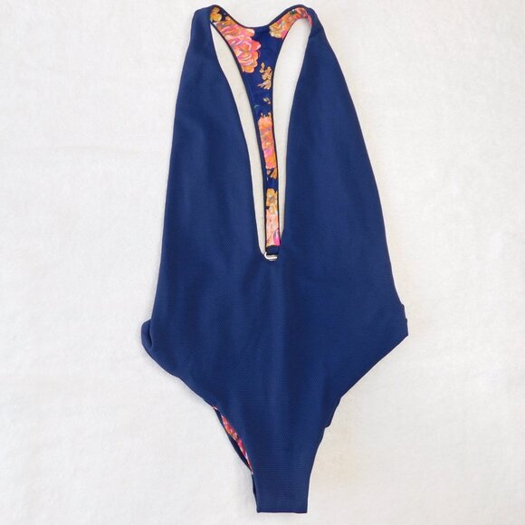 Maaji Dunes Reversible One Piece Swimsuit | Navy Blue & Flowers | NWT | Med - Picture 12 of 13